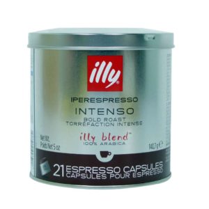 Lata de café Illy en capsulas tueste intenso