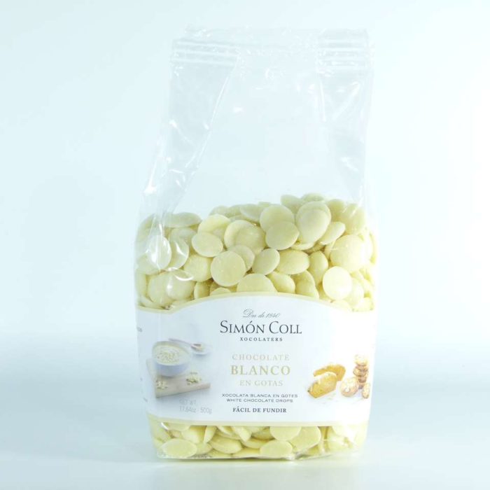 Pepitas de cobertura de chocolate blanco Simon Coll 500 grs